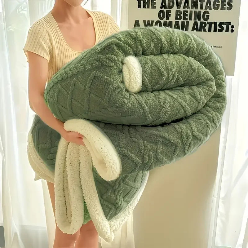 1Pc Jacquard Sherpa Weighted Blanket 10Lbs for Adults- Soft, Warm, and Thickened Calm Blanket for Ultimate Comfort