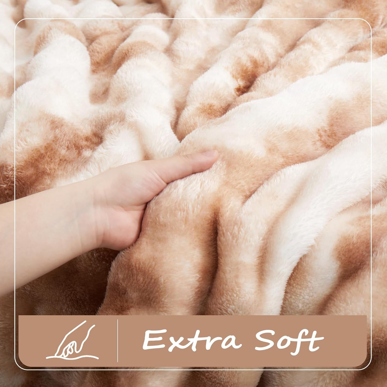 Fleece Blanket - Throw Blanket for Couch, Luxury Bubble Fluffy Plush Twin Cozy Soft Warm Fuzzy Extra Large Blanket for All Season Use-80"*90"-Brown1