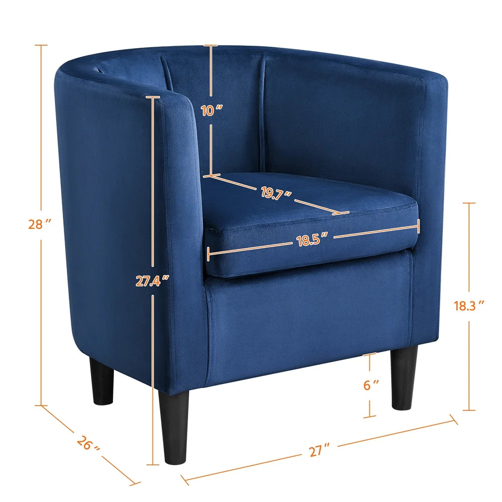 Upholstered Accent Chair for Livingroom, Blue Velvet