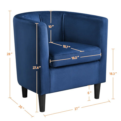 Upholstered Accent Chair for Livingroom, Blue Velvet