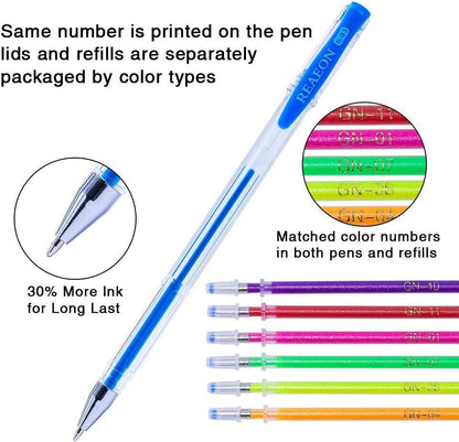 Gel Pens, Reaeon 200 Pack Pen with Case for Adult Coloring Books