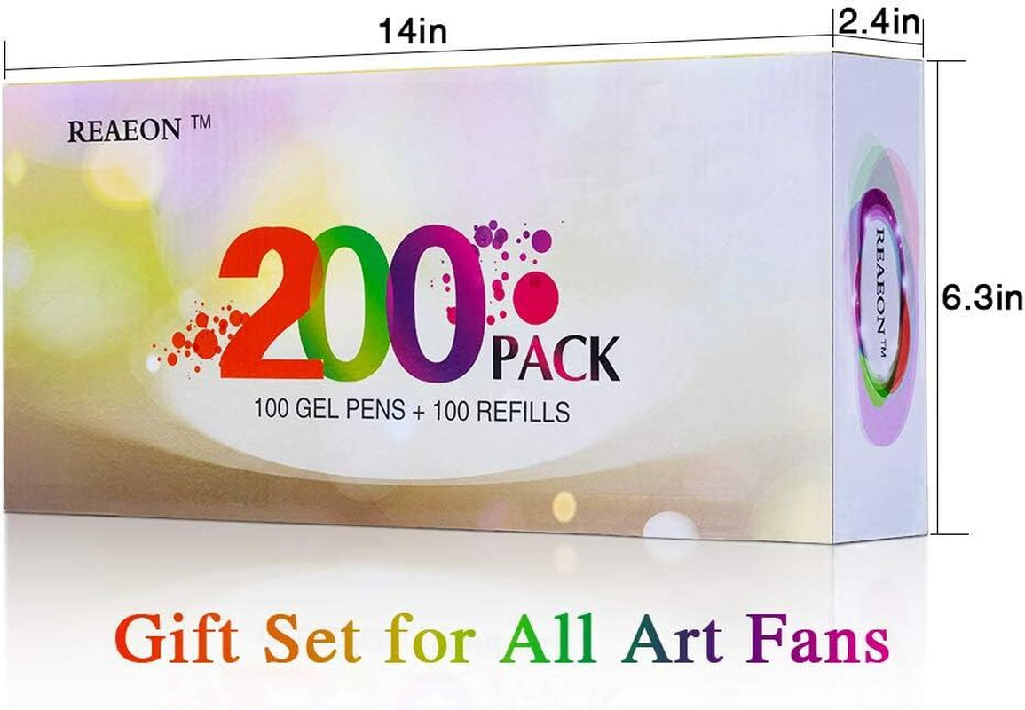 Gel Pens, Reaeon 200 Pack Pen with Case for Adult Coloring Books