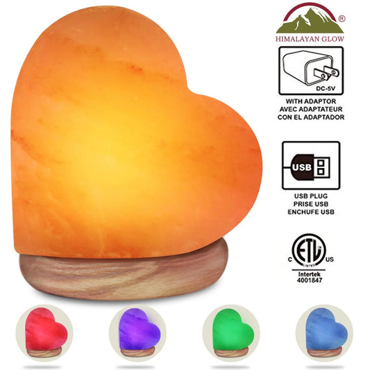 Heart Salt USB Lamp, Multicolor LED Night Light, 4-5 Lbs