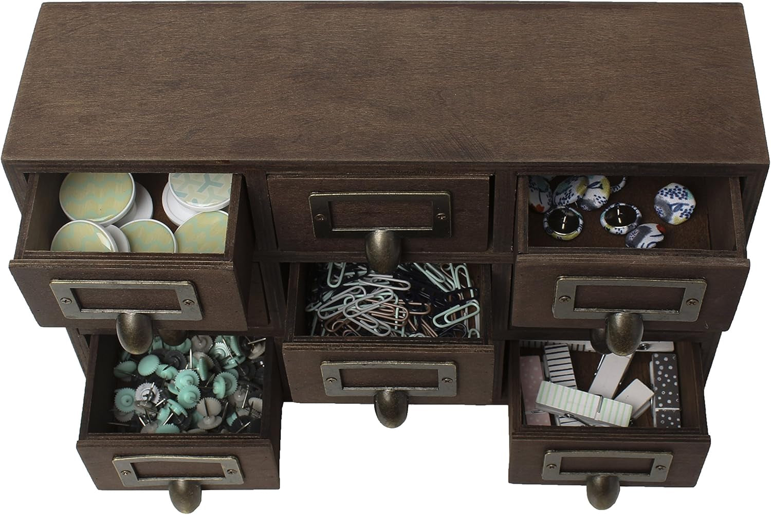Apothecary Wood Desk Drawer Set, 9 Drawers, Rustic Brown