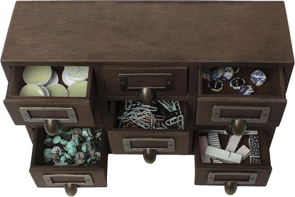 Apothecary Wood Desk Drawer Set, 9 Drawers, Rustic Brown