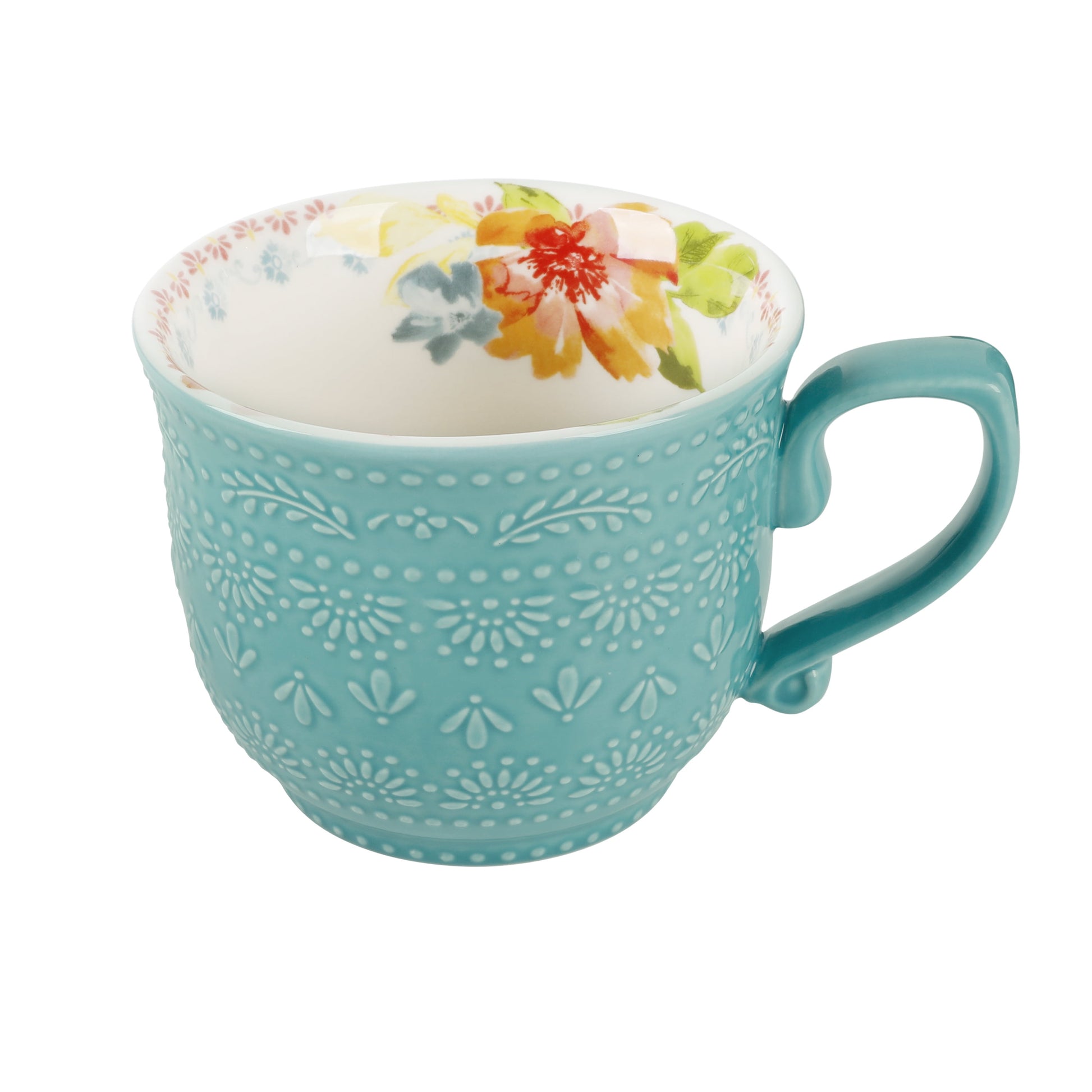 Wildflower Whimsy Blue Ceramic 18-Ounce Mugs, 4-Pack