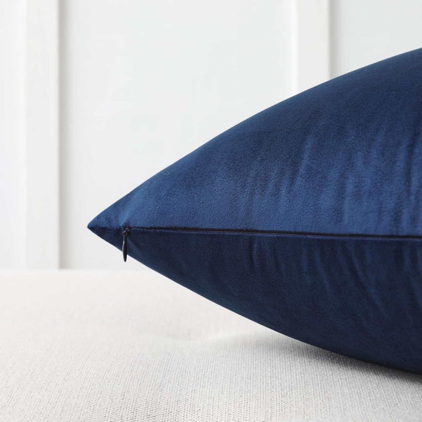 Set of 2 Cozy Velvet Square Decorative Throw Pillow Covers for Couch and Bed, Navy Blue, 18 X 18 Inches