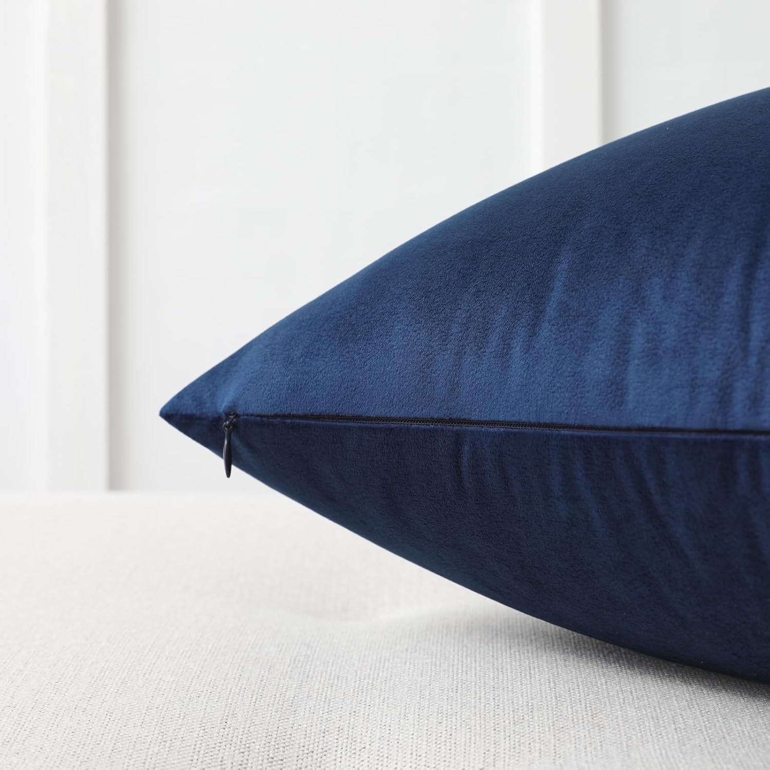 Set of 2 Cozy Velvet Square Decorative Throw Pillow Covers for Couch and Bed, Navy Blue, 18 X 18 Inches