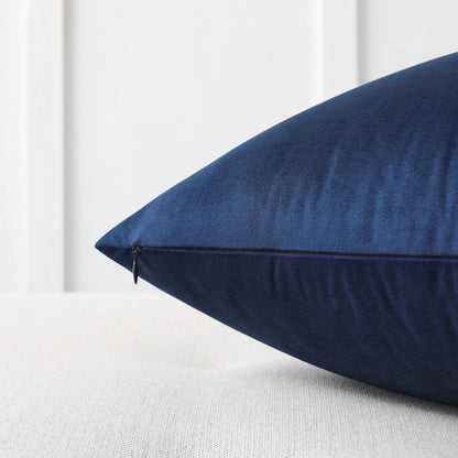 Set of 2 Cozy Velvet Square Decorative Throw Pillow Covers for Couch and Bed, Navy Blue, 18 X 18 Inches