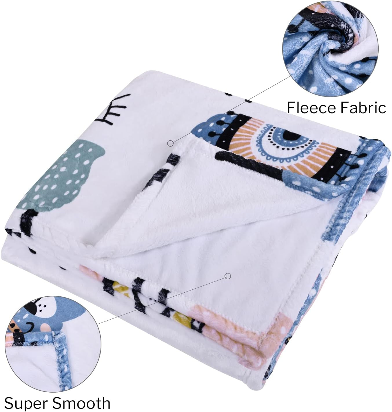 Alpaca Llama Throw Blanket for Kids Women Adult, Warm Soft Fleece Flannel Microfiber Blanket, Lightweight Cozy Couch Bed Sofa Blankets Gifts for Girls, 60" X 80" Cute Llama Blanket