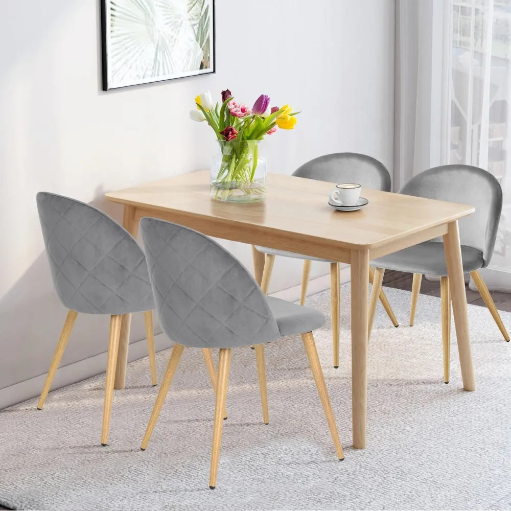 Upholstered Velvet Dining Chair Mid Back Armless with Wood Legs for Home Kitchen Bedroom Living Room