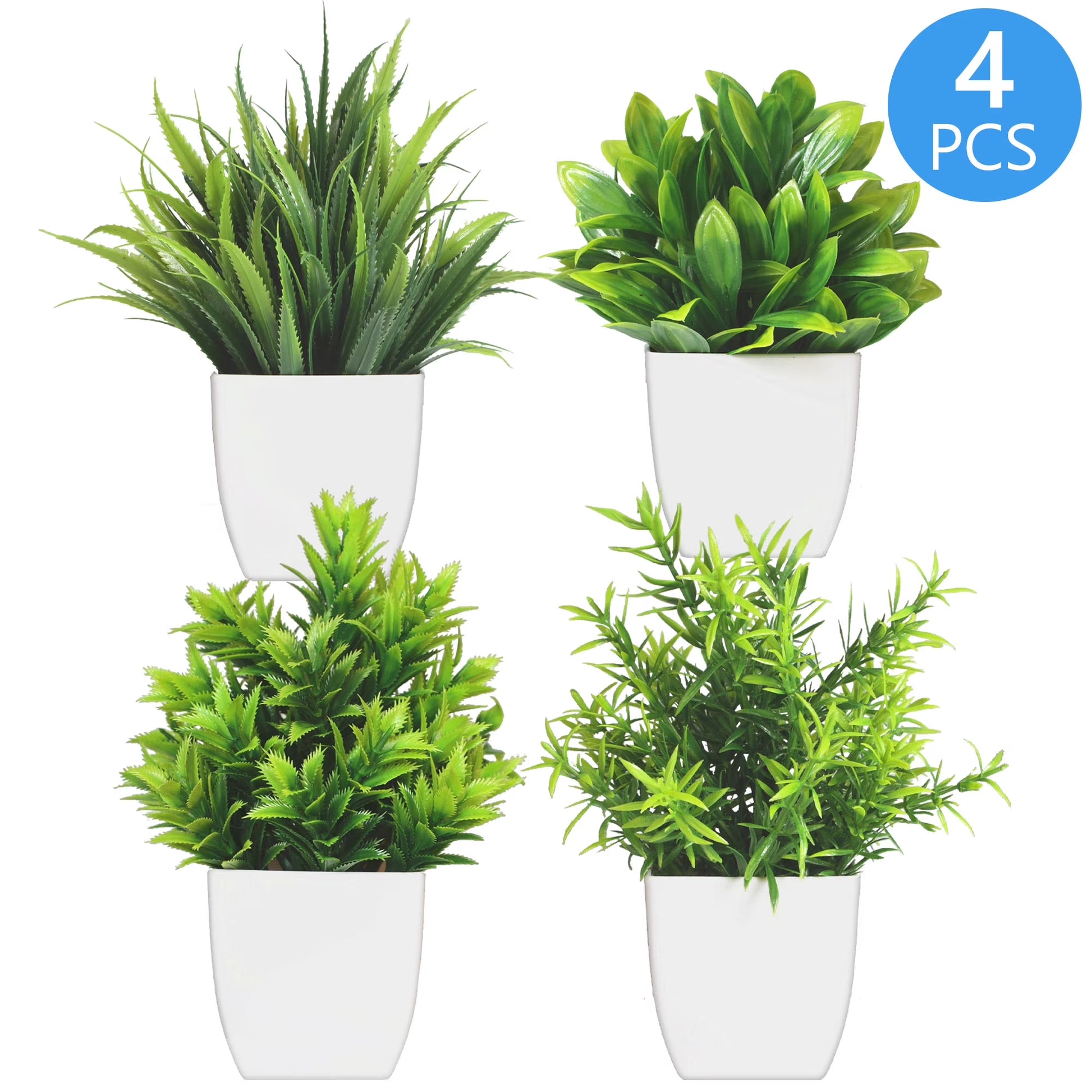 Mini Simulation Potted Plant Set 4Pack Artificial Greenery with Planter Fake Plants for Indoor Home Office Bathroom Farmhouse Decoration