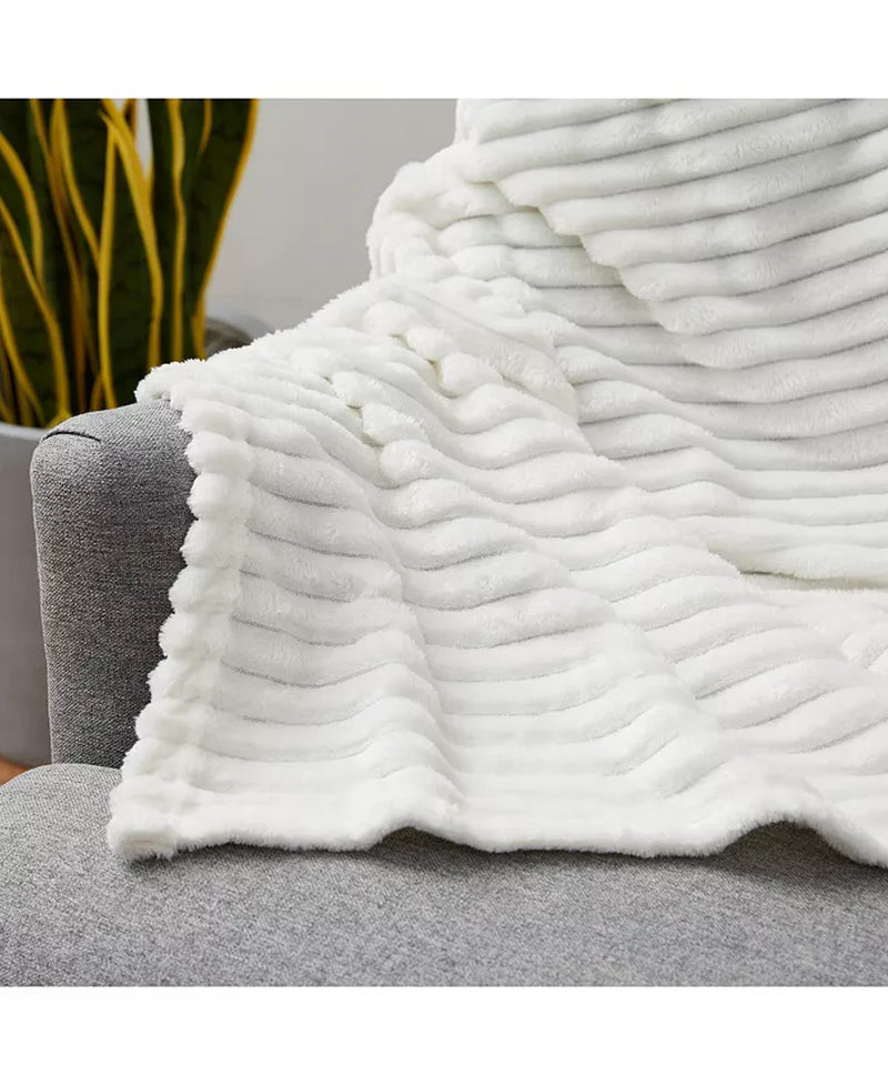 Ultra Soft & Light Ribbed Fleece Blanket - Throw/Travel 50"X60"