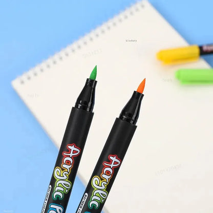 12-60 Colors Acrylic Brush Marker Pens for Fabric Canvas Stone Metal Ceramics DIY Painting Pen