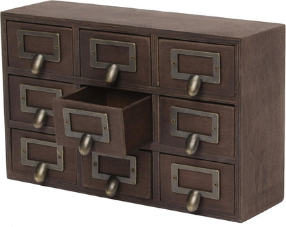 Apothecary Wood Desk Drawer Set, 9 Drawers, Rustic Brown