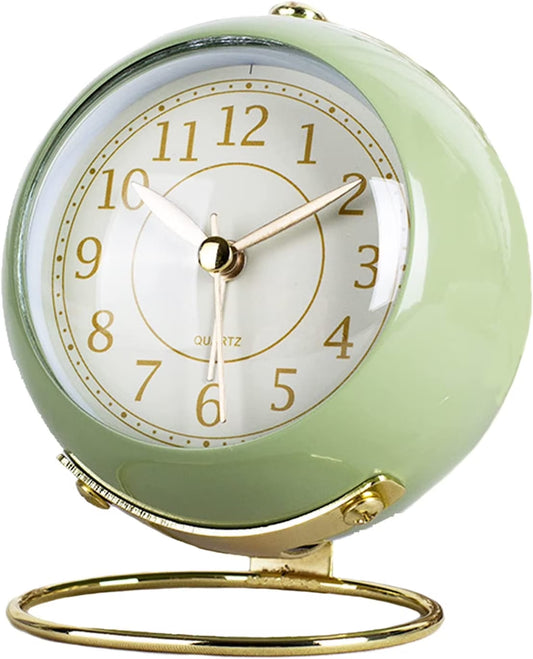 Analog Alarm Clocks,Retro Backlight Cute Simple Design Small Desk Clock with Night Light,Silent Non-Ticking,Battery Powered,For Kids,Bedroom ,Travel,Kitchen,Bedside Desktop
