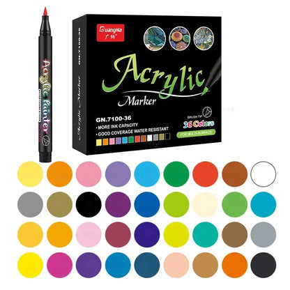 12-60 Colors Acrylic Brush Marker Pens for Fabric Canvas Stone Metal Ceramics DIY Painting Pen