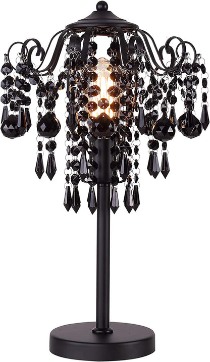 Small Black Crystal Bedside Table Lamp End Table Lamp Nightstand Lamp Desk Lamps for Bedroom Living Room H20.4'' W12 1-Light E26