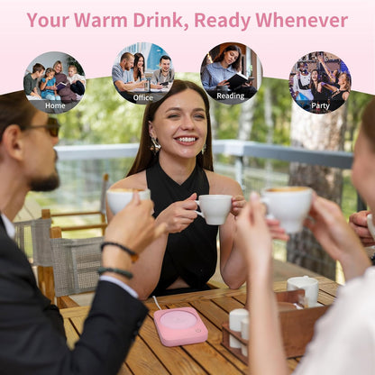 Coffee Mug Warmer with 4 Hours Auto Shut-Off, Coffee Warmer Plate for Office Home Desk Use with 3 Temperature Settings, Electric Cup Warmer for Cocoa,Tea, Milk, Water, for Gifts, Pink (No Cup)