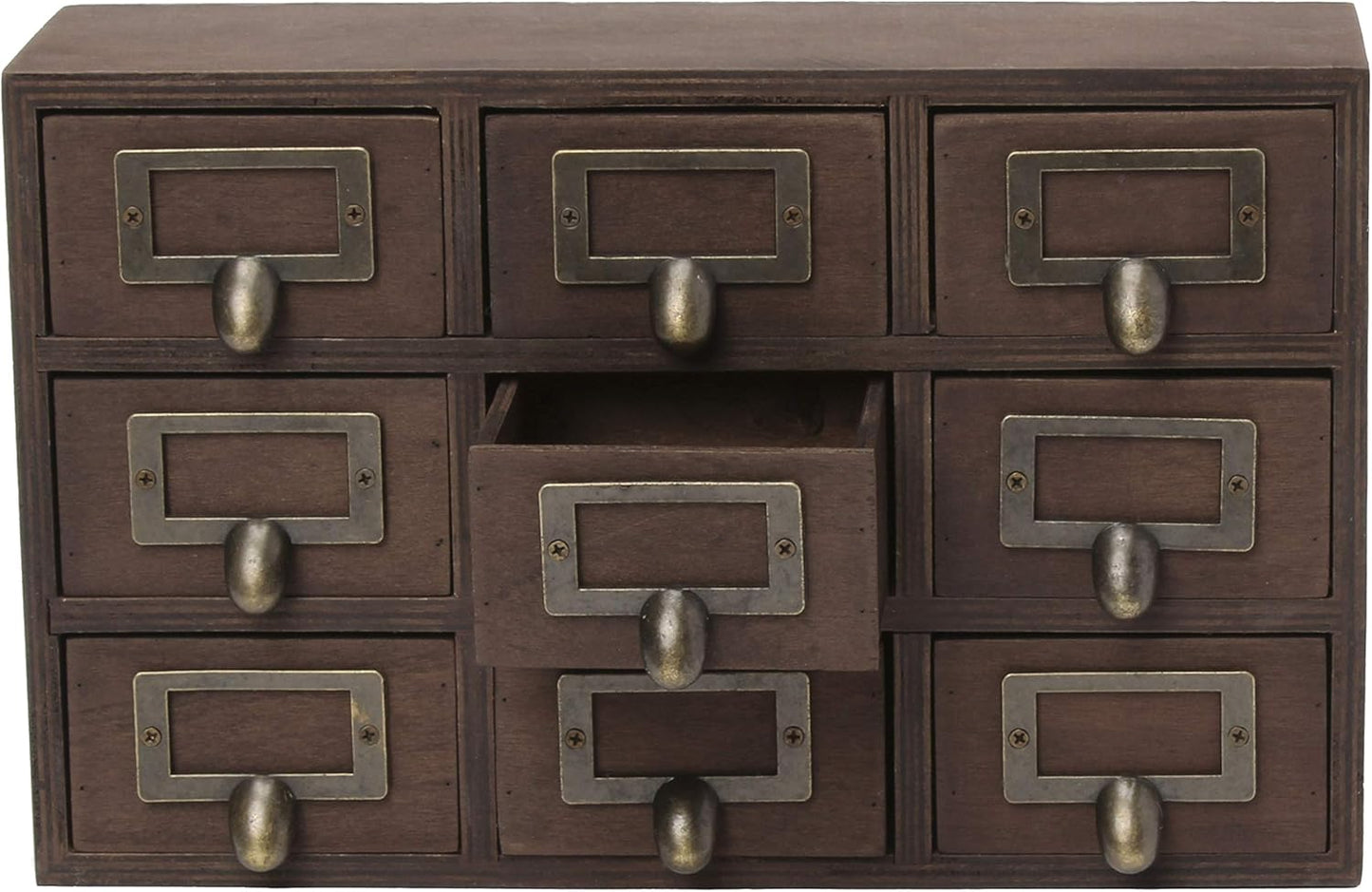 Apothecary Wood Desk Drawer Set, 9 Drawers, Rustic Brown