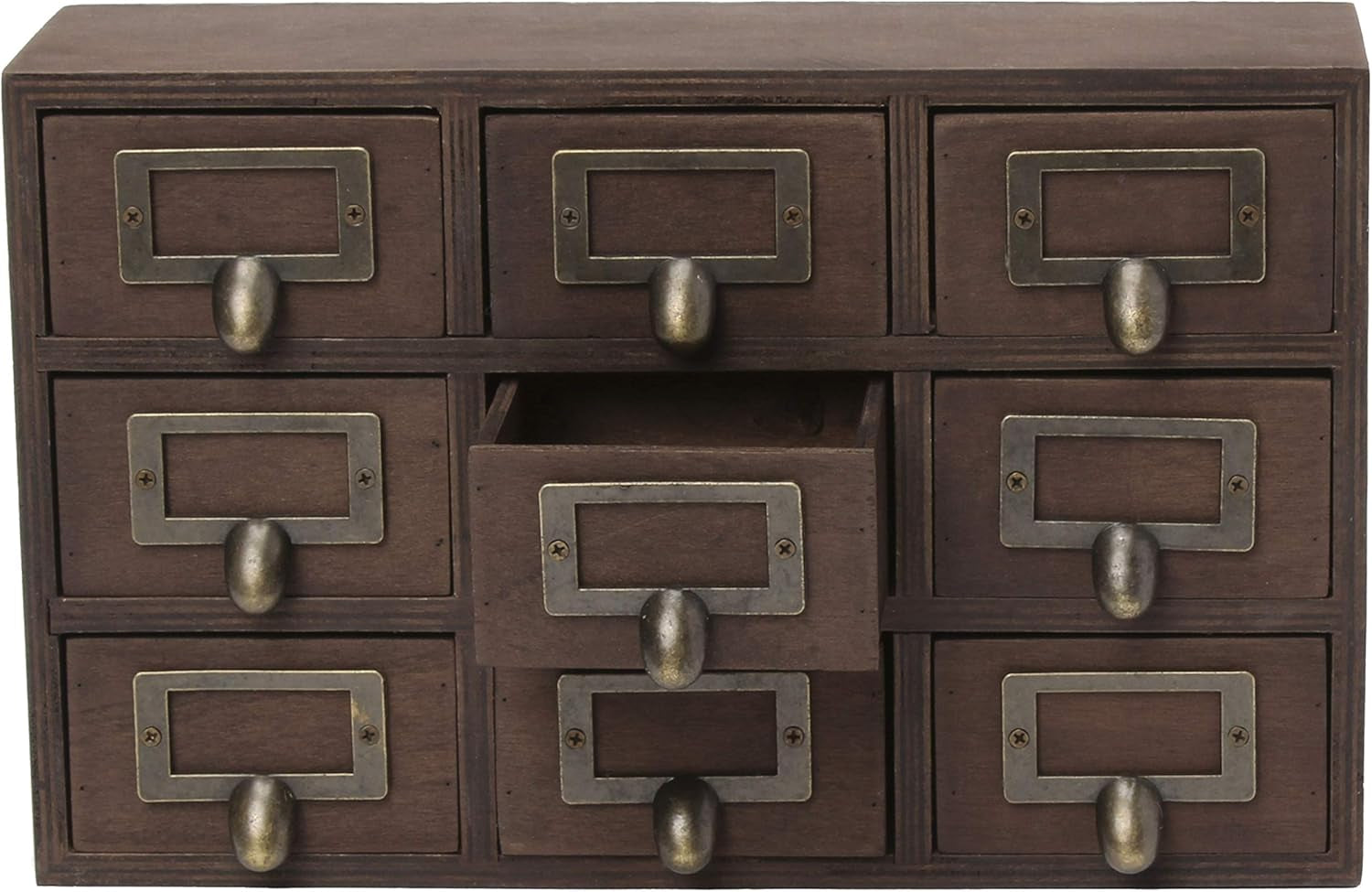 Apothecary Wood Desk Drawer Set, 9 Drawers, Rustic Brown