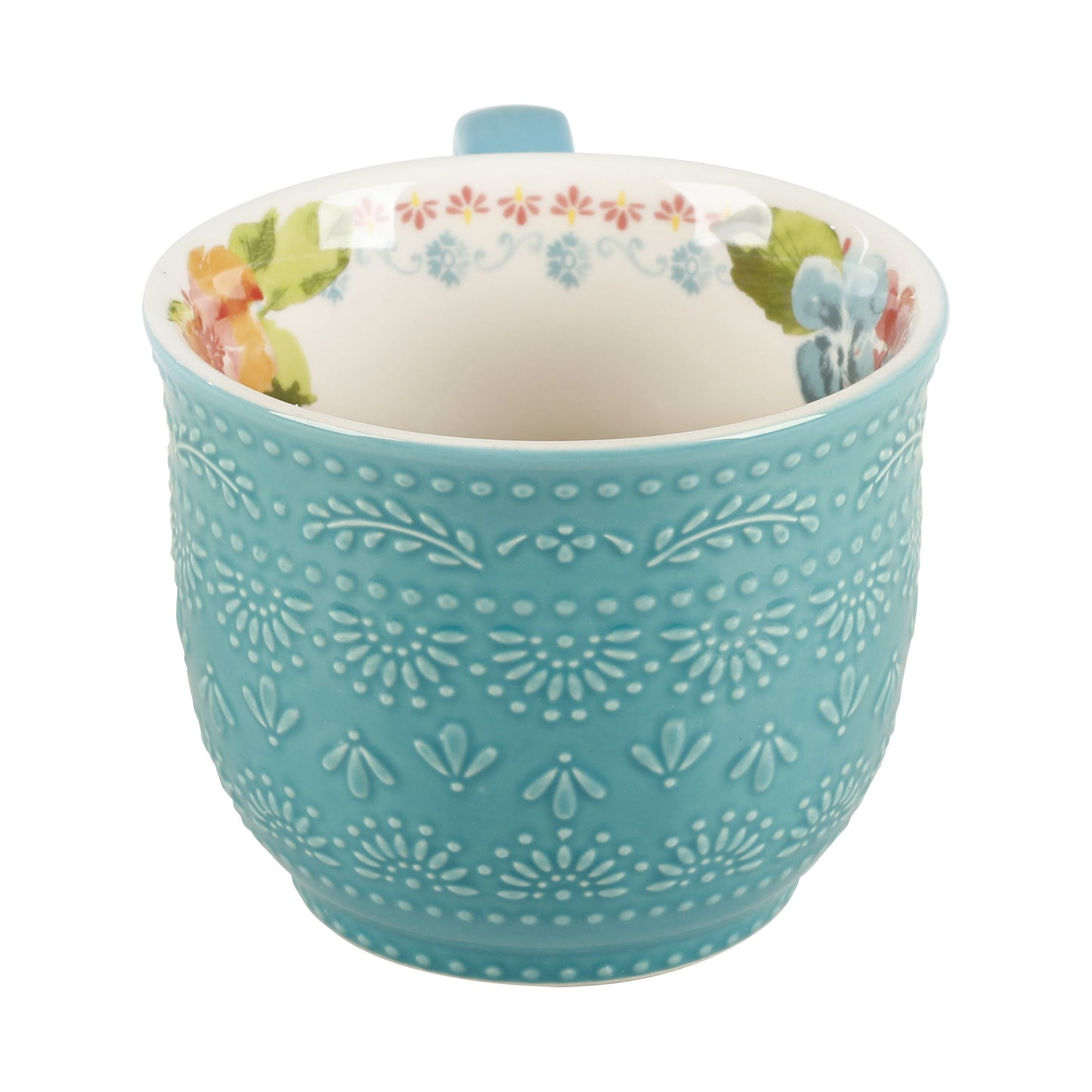 Wildflower Whimsy Blue Ceramic 18-Ounce Mugs, 4-Pack
