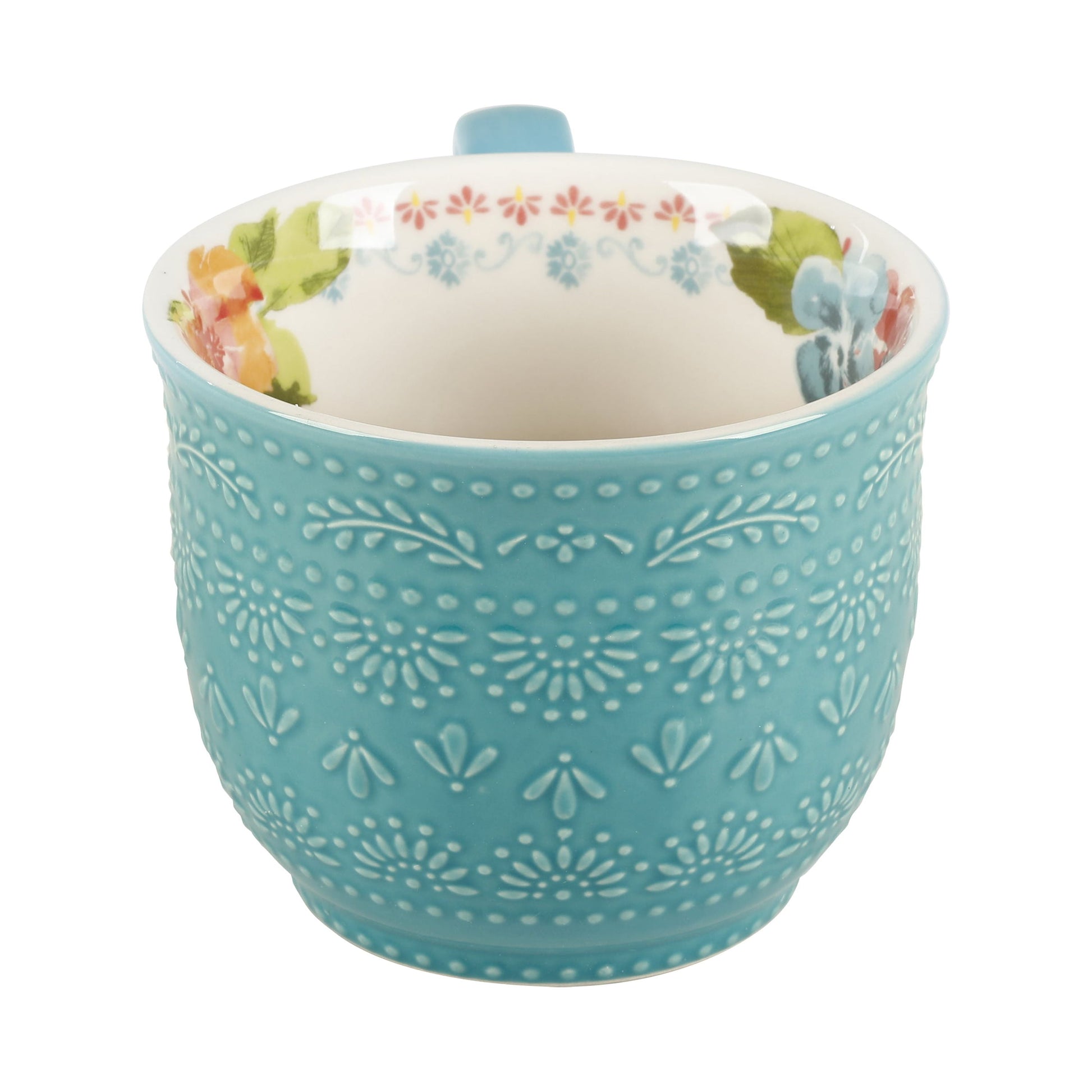 Wildflower Whimsy Blue Ceramic 18-Ounce Mugs, 4-Pack