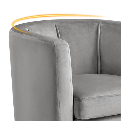 Contemporary Barrel Accent Chair for Livingroom, Gray Velvet
