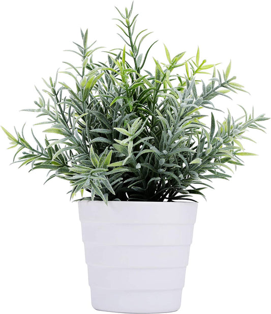Small Fake Plant Potted - Faux Plant Indoor Plant Artificial Potted Plant Decor for Home and Office (Rosemary Green)