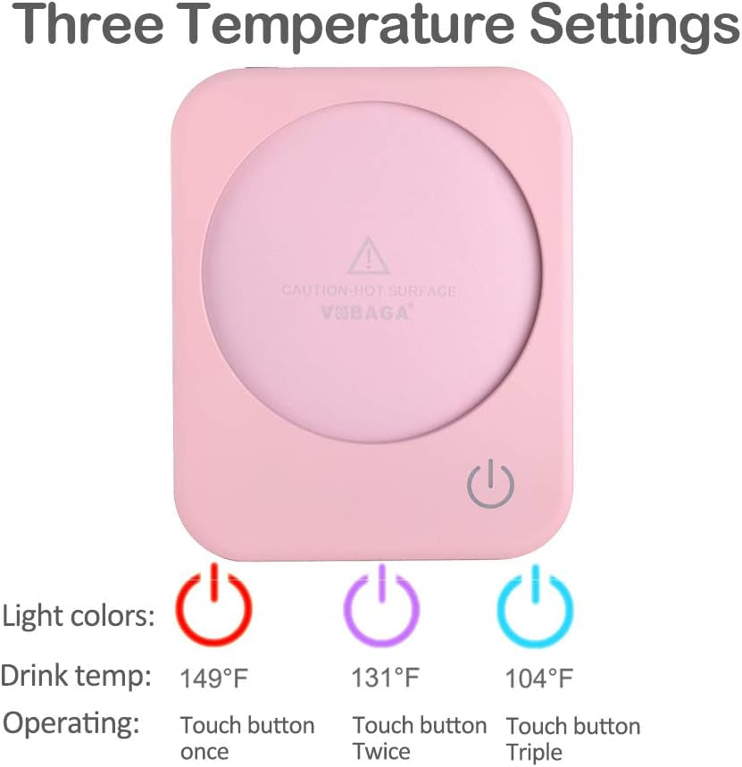 Coffee Mug Warmer with 4 Hours Auto Shut-Off, Coffee Warmer Plate for Office Home Desk Use with 3 Temperature Settings, Electric Cup Warmer for Cocoa,Tea, Milk, Water, for Gifts, Pink (No Cup)